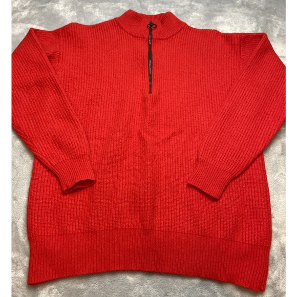 Vintage Charter Club Wool Angora Sweater Womens M Red Ribbed 1/4 Zip Holiday - Picture 1 of 6